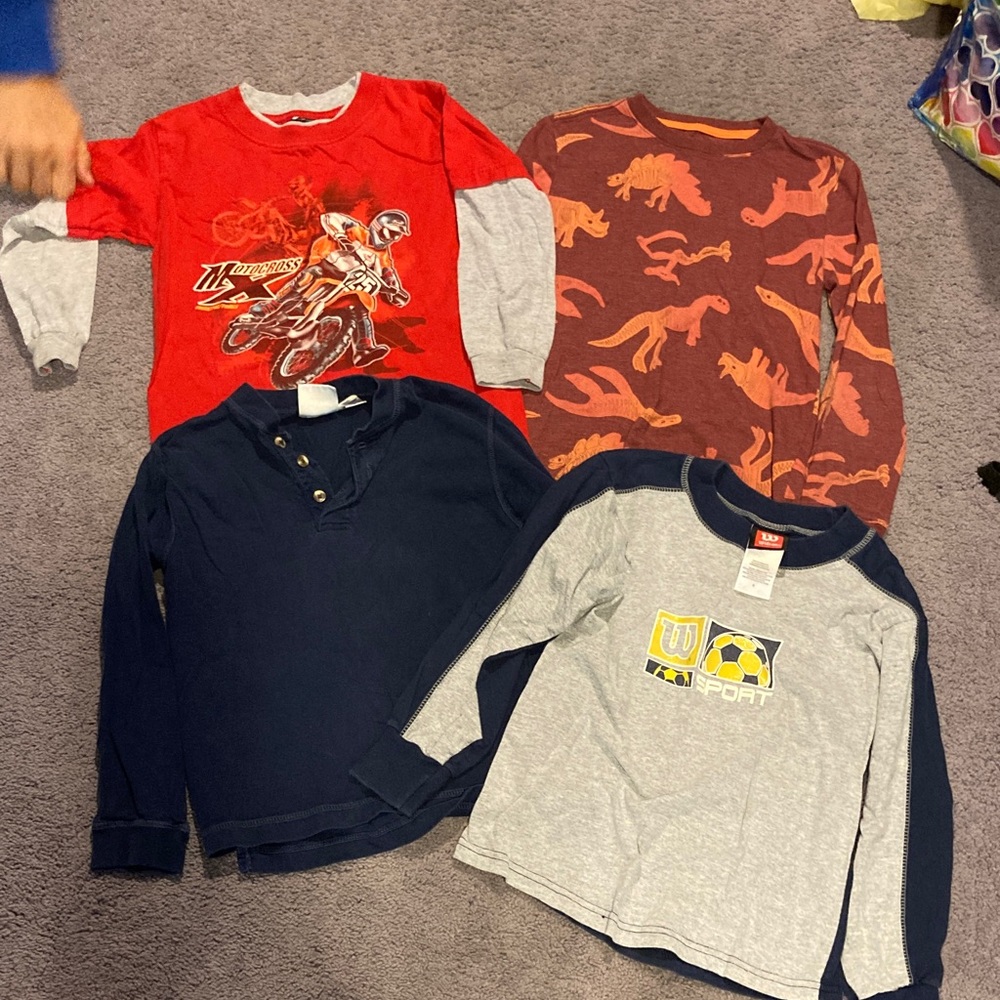 Cat & Jack Kids Long Sleeve Tees - Red, Brown, Navy, Gray